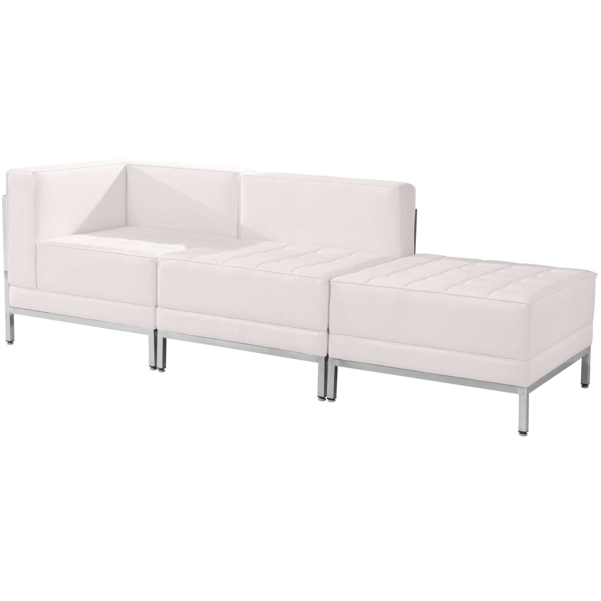Flash Furniture, White LeatherSoft 3 Piece Chair Ottoman Set, Included (qty.) 3 Model# ZBIMAGSET6WH